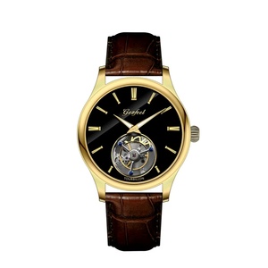 Montre de luxe pour homme Gezfeel avec tourbillon véritable, boîtier en acier inoxydable, bracelet en cuir véritable, cadran en cristal saphir, 5BAR étanche - Product Image 3