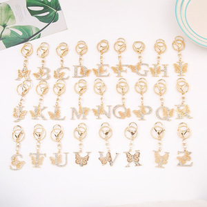 Portachiavi con lettera iniziale di alfabeto per ragazze portachiavi in cristallo placcato <span class=keywords><strong>oro</strong></span> per portafoglio zaino - Product Image 3