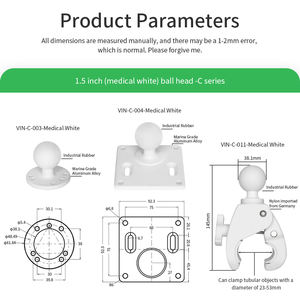 ฐานรองแก้วทรงกลมขนาด1.5 "เคลือบด้วยผงอลูมิเนียมอัลลอยด์เคลือบสีขาวแผ่นกลมเข้ากันได้กับตัวยึดแรมขนาด <span class=keywords><strong>C</strong></span> - Product Image 3
