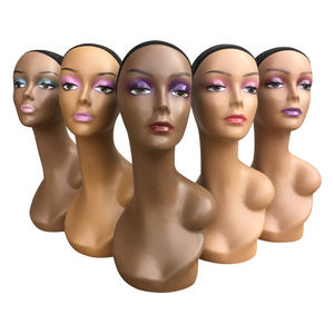 Venta al por mayor Pvc marrón expositor peluca soporte afroamericano realista mujer peluca pantalla maniquí cabeza para peluca - Product Image 1