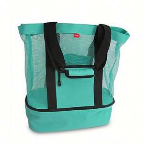 Sac de plage isotherme personnalisé 2 en 1 avec grand logo, en maille de polyester tendance avec EVA imperméable, pliable, Bolso De Playa - Product Image 2