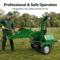 Broyeur à bois diesel Kubota haute performance 25 CV certifié CE, EPA et Euro 5, 200 mm, 2 T/H, 380 V, professionnel
