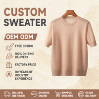 Pull en cachemire tricoté sur mesure pour femme, col rond, manches courtes, maille fine, pour le printemps, OEM ODM, directement de l'usine