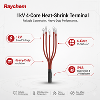 Câble Raychem 1kV 4 conducteurs avec terminal thermorétractable, manchon de dérivation à quatre doigts et cosses en cuivre