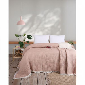 Manta de Muselina Súper Suave 100% Algodón, Tejida, Ligera, para las Cuatro Estaciones, con Rayas, Estilo Europeo-Americano, 7 Capas de Gasa - Product Image 1