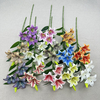 Bunga Lily Mewah 3 Tangkai, Harga Grosir Pabrik, Kualitas Tinggi, Bunga Artificial untuk Dekorasi Ruangan QYYN-679