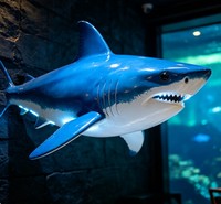 Grande sculpture de requin en fibre de verre pour océanarium, décorations murales lumineuses pour restaurants et centres commerciaux