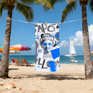 Toalla de playa grande con diseño de grafiti estilo industrial, toallas de playa suaves y cómodas, toallas ligeras y fáciles de transportar - Product Image 3