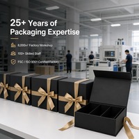 Boîte cadeau magnétique noire mate personnalisée, étanche, avec ruban satiné, nœud, séparateur pliable, doublure en éponge, vente en gros directe d'usine