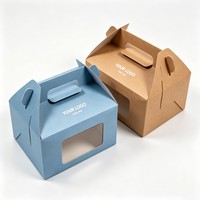 Individuelles Logo Faltbares Design Tragbare Kuchenbox Kleine Geschenkbox für Geburtstagsfeiern Gebäckverpackung Kuchenbox mit Griff