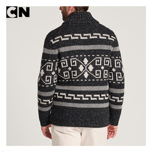 Chứng Nhận Gres Cardigan Nhà Sản Xuất Biểu Tượng Tùy Chỉnh Người Đàn Ông Màu Đen Cổ Điển Lambswool Tây Dệt Kim Cardigan Áo Len Với Zip up - Product Image 4