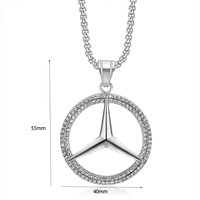 Perhiasan Hip Hop Liontin Pria dari Baja Anti Karat 316L, Personalisasi, Bertabur Zirkonia Kubik, Logo Mobil Terkenal, Fashionable