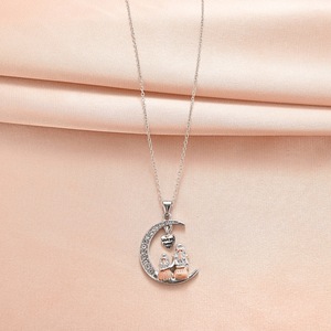 Collar con Colgante <span class=keywords><strong>de</strong></span> Luna y Corazón <span class=keywords><strong>de</strong></span> Aleación <span class=keywords><strong>de</strong></span> Zinc con Diamantes, Regalo <span class=keywords><strong>de</strong></span> Joyería para el Día <span class=keywords><strong>de</strong></span> la <span class=keywords><strong>Madre</strong></span>, Te Amo por Siempre, para Mamá e Hija - Product Image 2