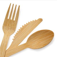Vente en gros de vaisselle écologique en bambou de l'Ouest 17cm ensemble de couteau fourchette et cuillère en bambou biodégradable jetable