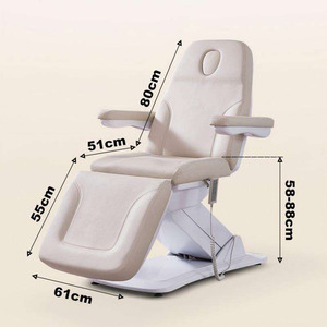 Cama de Masaje de 3 Motores con Base LED de Madera, Control de Pie, Sin Reposabrazos, para Tratamientos Faciales y Lavado de Cabello, Certificación CE para Spa Médico - Product Image 1