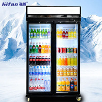 Refrigerador Comercial para Bebidas, Enfriador, Congelador con Puerta de Vidrio y Enfriamiento por Aire, Equipo de Refrigeración