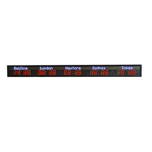 HongHao LED Digital World Clock Hotel Area Display Indoor Remote Control Single-sided Aluminum Alloy Frame Time Zone Clock