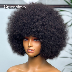 Pixie ricce parrucche NON in pizzo brasiliano capelli frontali allineati <span class=keywords><strong>Afro</strong></span> ricciolo naturale capelli umani parrucche - Product Image 2