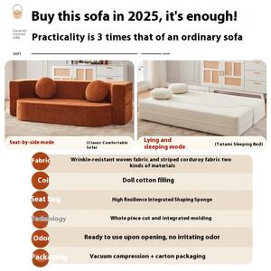 Sofá Seccional de Tela para Apartamentos Pequeños, de Alta Calidad, con Cama Oculta, Relleno de Esponja, Plegable para Interiores - Product Image 3