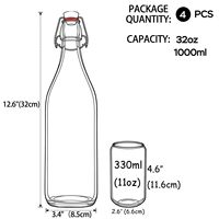 Bouteilles en verre à bouchon basculant de 32 oz à usage industriel pour la brasserie, les boissons, les smoothies, le vinaigre, compatibles avec les diffuseurs à bâtonnets