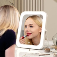 Portable simple face LED lumières miroir de vanité belle petite table de beauté compacte pliante voyage dressing de table