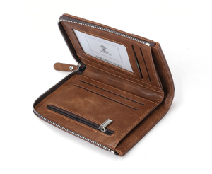 Unique Design Vintage Leather <b>RFID</b> Short <b>Wallet</b> for Men Secure Coin Pocket Bifold <b>Wallet</b> with <b>RFID</b> Protection Available For Sale - Product Image 1