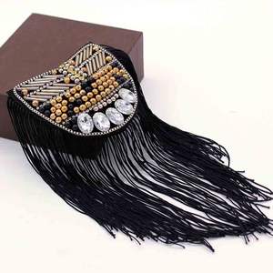 Näh zubehör Patches Kleidung Perlen PVC Material Hand gefertigt Kristall Patch <span class=keywords><strong>Pilot</strong></span> Epauletten Strass Fransen Zubehör - Product Image 5