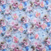Tissu en dentelle à fleurs brodées en relief imprimées numériquement pour robes de mariée, robes d'enfants et accessoires