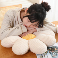Coussin en peluche brodé motif tournesol et marguerite, en forme de fleur à pétales, pour chaise de bureau et sol, anti-stress pour étudiants, type ours