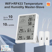 Estación meteorológica WiFi Tuya, termómetro Digital, higrómetro de habitación RF433, sensores de temperatura de humedad para interiores y exteriores, reloj de pared de mesa