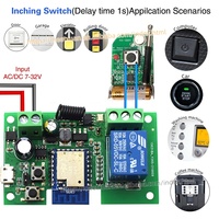 Module d'interrupteur intelligent pour maison connectée Tuya WiFi 1CH 7-32V 10A Relais Télécommande radiofréquence Minuterie intelligente Alexa Google Home