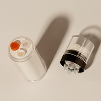 Nouvelle conception de flacon cosmétique en plastique de 30 ml, trois tubes, trois compartiments, flacon sans air sous vide, flacon à pression pour lotion, essence, flacon sous vide AS, PPWR