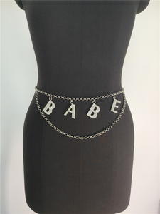 Vente en gros de chaîne de personnalité personnalisée avec breloques en forme de lettre initiale en argent avec strass en cristal de diamant chaîne de danse pour femmes - Product Image 4