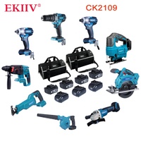 EKIIV Outils professionnels 18pcs en un Batterie 4,0 Ah 5,0 Ah 6,0 Ah 20V 21V makas lxt1500 Kit combo 15 outils 18 volts sans fil
