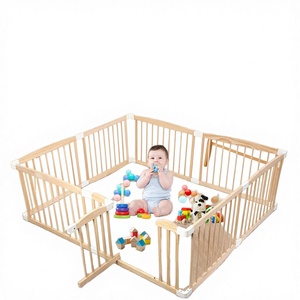 Corralito Grande de Madera Maciza para Bebés con Puerta de Seguridad, Plegable, para Niños Pequeños, Valla Interior - Product Image 3