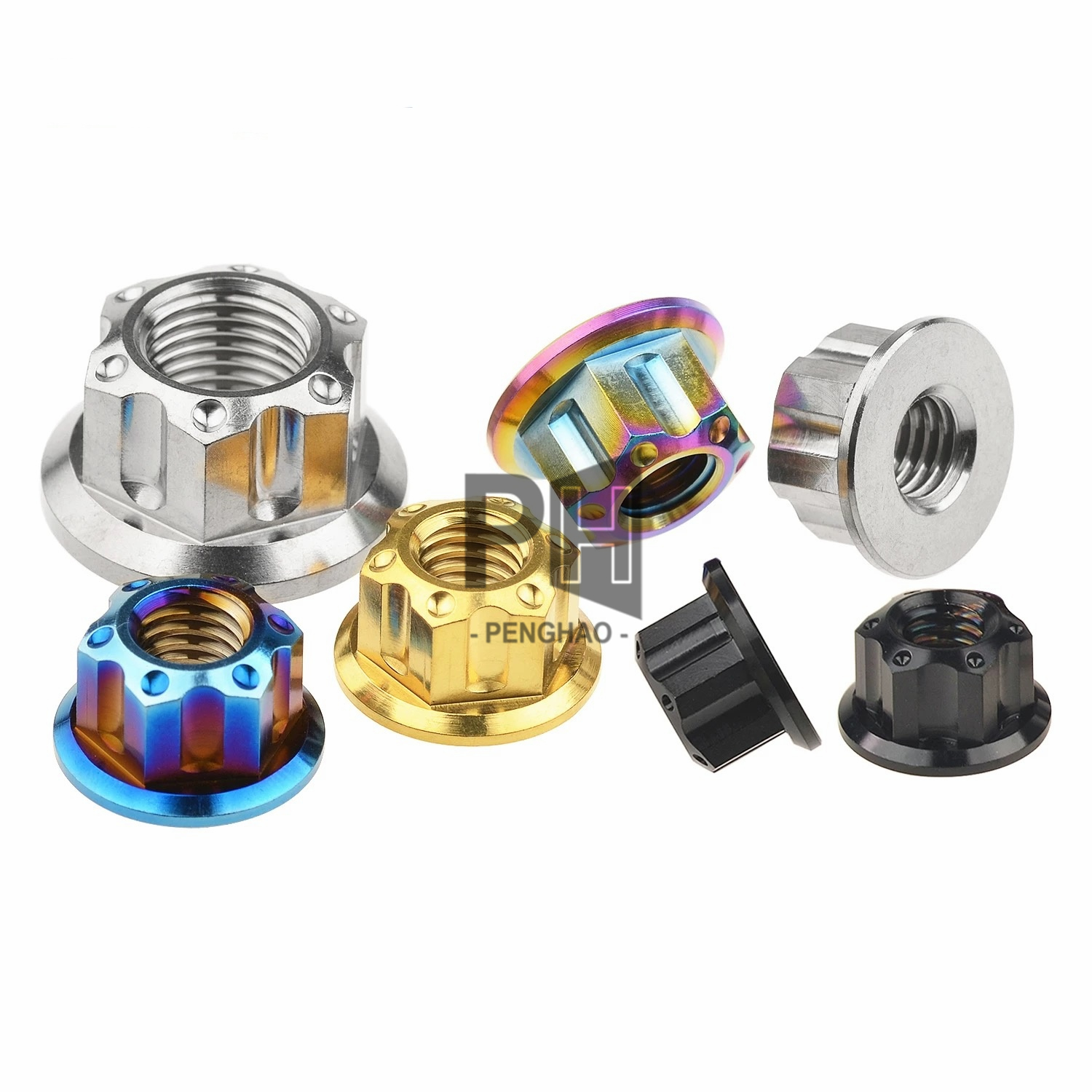 Top Quality Titanium Nut M6 M8 M10 M12 1.25 Pitch M14 1.5 Pitch M16 1.5 Pitch Torx Flange Hexagon Nuts Custom Ti Fastener