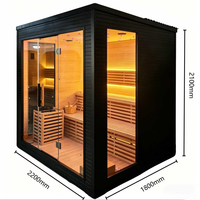 Sauna extérieur en bois massif imperméable Alphas avec poêle électrique 6 kW, sièges double couche pour jardin, cour arrière et spa à domicile