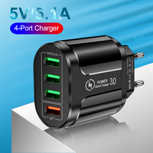 With US EU UK <strong>Plug</strong> <strong>in</strong> Stock 4 Ports <strong>USB</strong> Wall Charger 5V 5.1A Fast Charging Adapter QC 3.0 Power Supply - Product Image 2