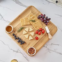 Ensemble de planche à fromage et à viande en bambou Rectangle personnalisé de qualité supérieure Couteaux pour charcuterie Snack Board Planche à découper de cuisine