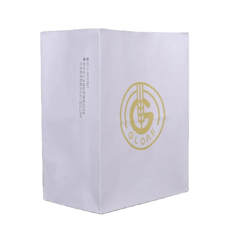 White Paper Bread Bag With Custom Printed