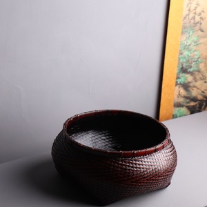 Bamboo Woven Charcoal <b>Basket</b> Set Handmade Round <b>Storage</b> For Tea Room Living Room - Product Image 4