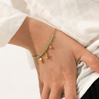 Bracelet en perles de pierre naturelle étoile de mer, plaqué or 18 carats, en acier titane, style vacances océaniques, bijoux marins empilables