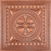 Plaques de plafond carrées en PVC, panneau décoratif intérieur couleur cuivre pour hôtels, librairies et bars, installation facile sur grille PL01