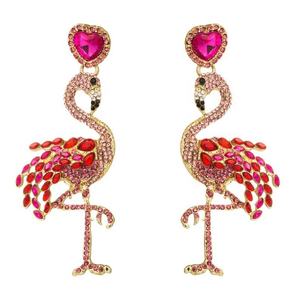 Women's Retro <b>Flamingo</b> <b>Earrings</b> Personalized Long Alloy Drop <b>Earrings</b> with Rhinestones Creative Fashion Set - Product Image 6