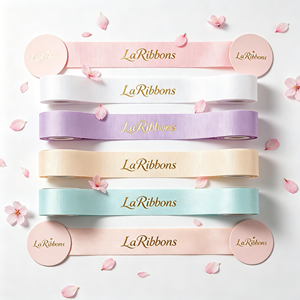 Spring Cherry Blossom Macaron Color Brand Logo Hot Stamped Grosgrain <b>Ribbon</b> For Luxury Present Floral Decoration - Product Image 4