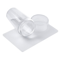 Kit d'estampage transparent en silicone avec poignée de couleur bonbon manucure transfert vernis pochoir Nail Art timbre et grattoir
