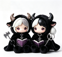 Figurines Magiques Jumelles du Zodiaque Gemini Personnalisées OEM en PVC et ABS avec Cape en Peluche Douce et Moelleuse, Boîte Mystère Constellation, Jouet Artistique