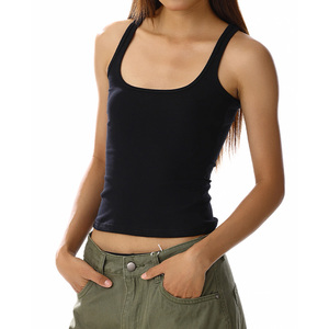 ODM Logo personnalisé 100% tricot <span class=keywords><strong>de</strong></span> coton 160g col rond été sans manches débardeur femmes basique recadrée débardeur fabrication <span class=keywords><strong>de</strong></span> vêtements - Product Image 2