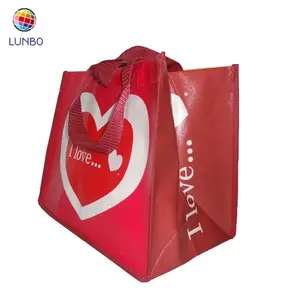 I LOVE Custom Eco Friendly Recycle Reusable Supermarket Shopper Laminated Non Woven Shopping bag