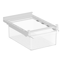 Boîte de rangement rectangulaire en plastique OEM ODM avec rail de suspension, panier coulissant rustique pour cuisine en plastique PP